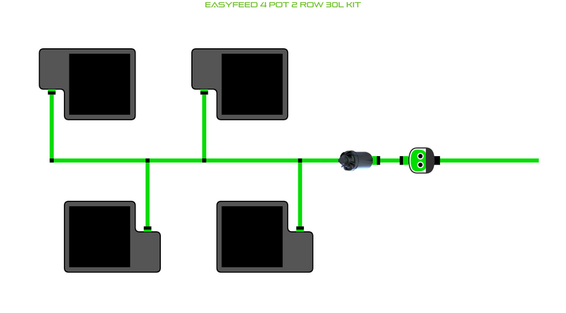 Alien Hydroponics EasyFeed 4 Pot 2 Row Kit