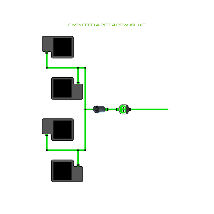 Alien Hydroponics EasyFeed 4 Pot 4 Row Kit