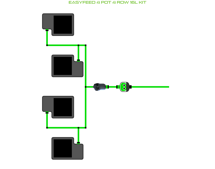 Alien Hydroponics EasyFeed 4 Pot 4 Row Kit