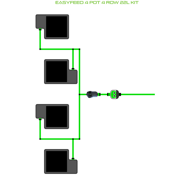 Alien Hydroponics EasyFeed 4 Pot 4 Row Kit