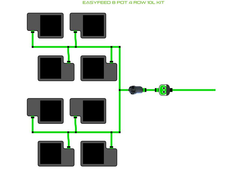 Alien Hydroponics EasyFeed 8 Pot 4 Row Kit