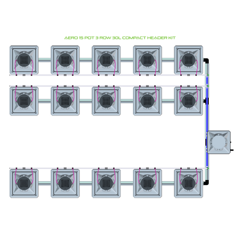 Alien Hydroponics AERO 15 Pot 3 Row Kit