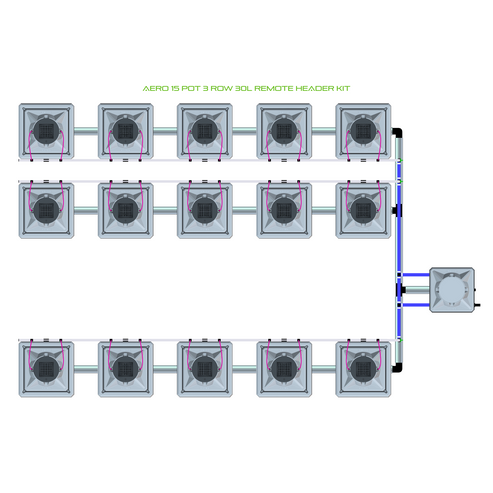 Alien Hydroponics AERO 15 Pot 3 Row Kit