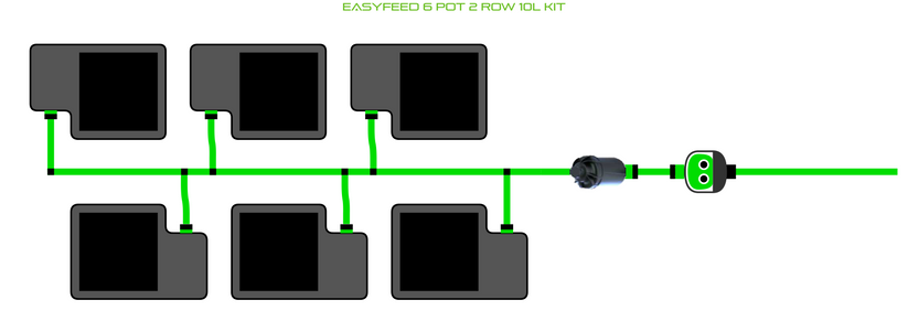 Alien Hydroponics EasyFeed 6 Pot 2 Row Kit