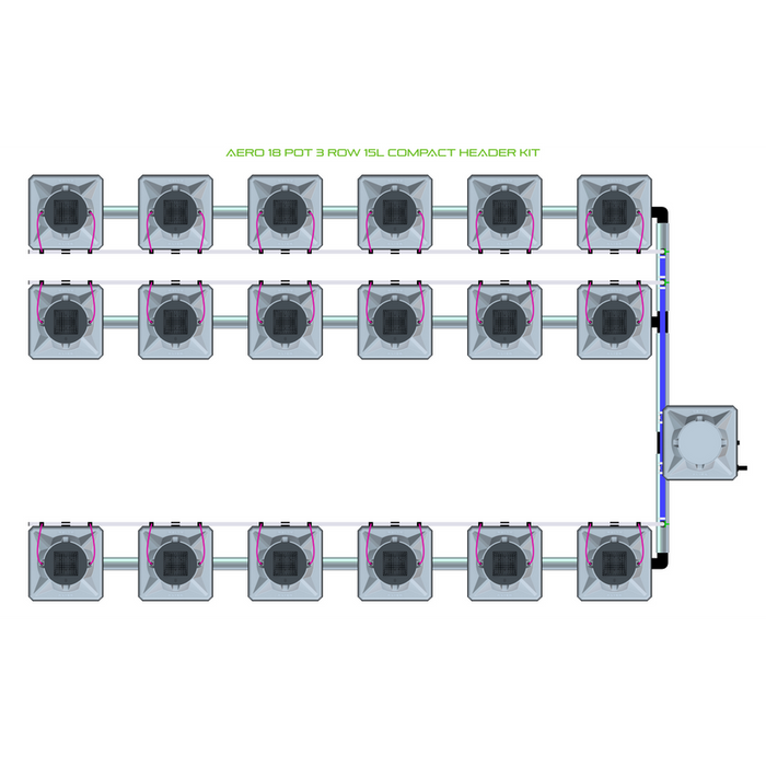 Alien Hydroponics AERO 18 Pot 3 Row Kit