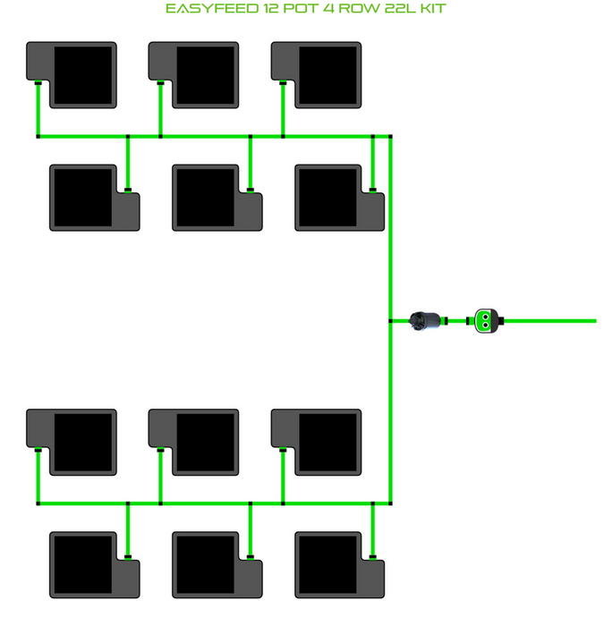 Alien Hydroponics EasyFeed 12 Pot 4 Row Kit