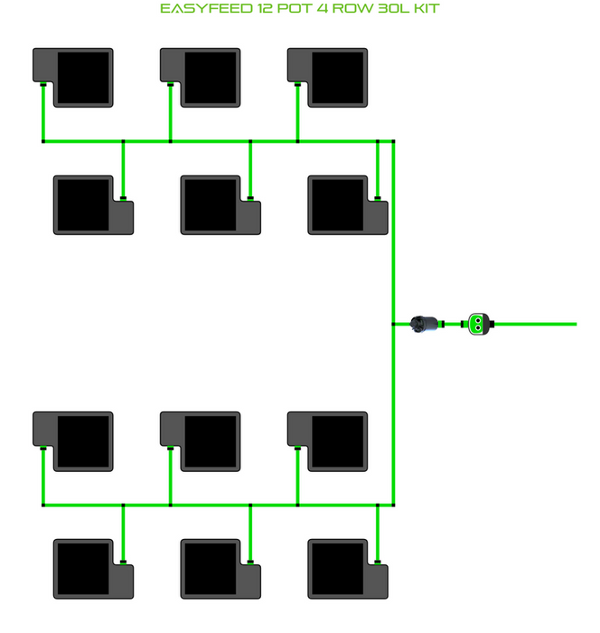 Alien Hydroponics EasyFeed 12 Pot 4 Row Kit