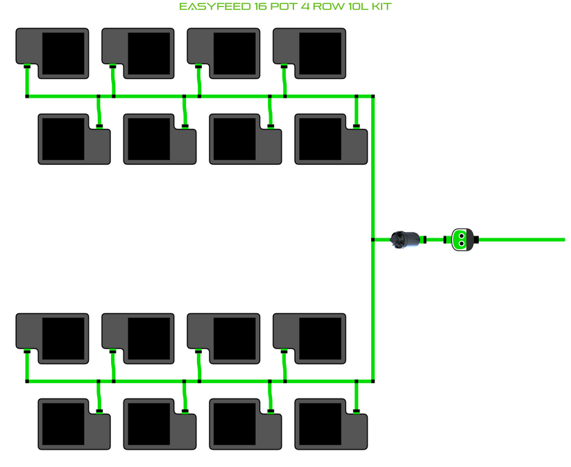 Alien Hydroponics EasyFeed 16 Pot 4 Row Kit