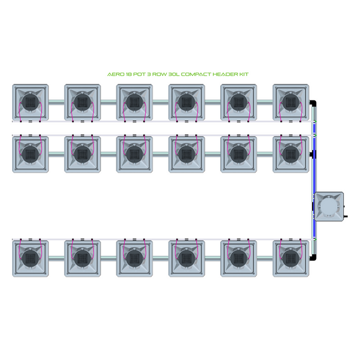 Alien Hydroponics AERO 18 Pot 3 Row Kit