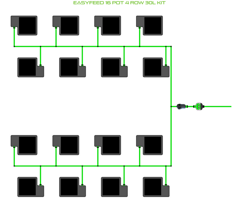 Alien Hydroponics EasyFeed 16 Pot 4 Row Kit
