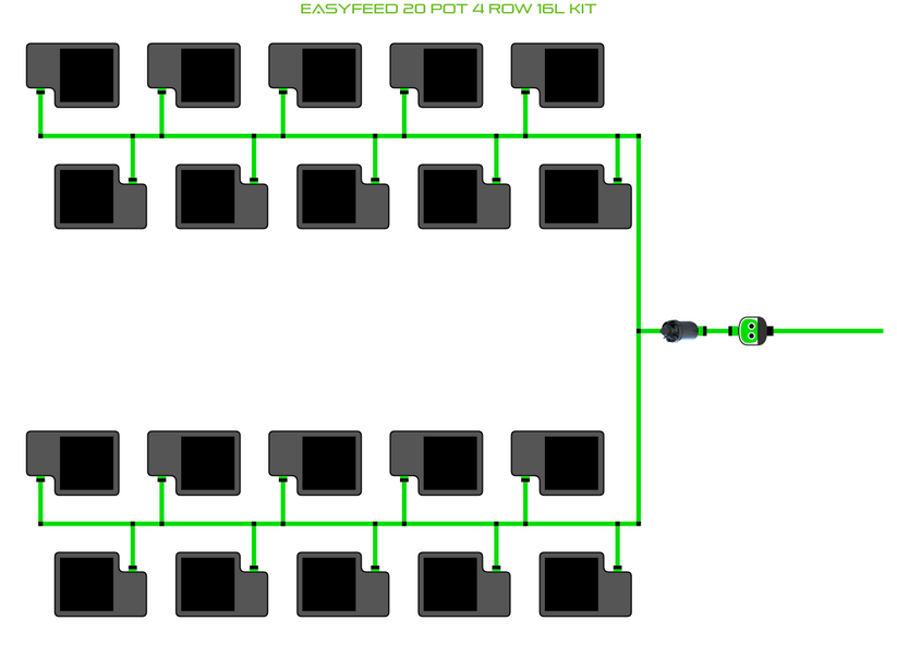 Alien Hydroponics EasyFeed 20 Pot 4 Row Kit