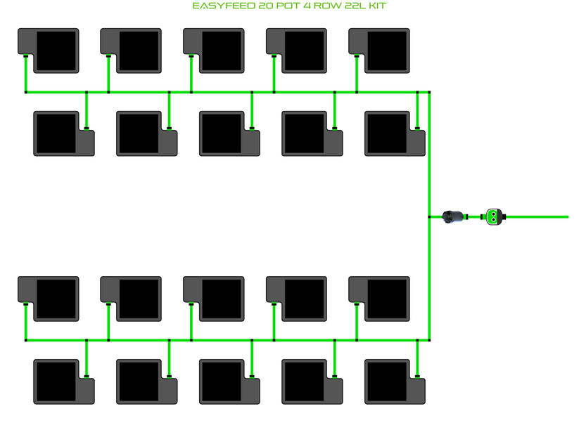 Alien Hydroponics EasyFeed 20 Pot 4 Row Kit