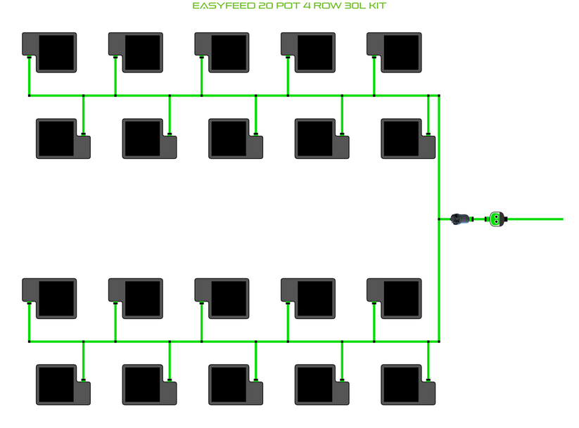 Alien Hydroponics EasyFeed 20 Pot 4 Row Kit