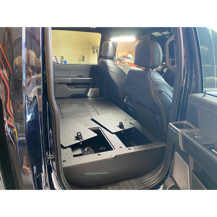 Ford - F150 2021-Present - 14th Gen. SuperCrew - Second Row Seat Delete Plate System with Factory B&O Subwoofer Center Wall with Exterior Port