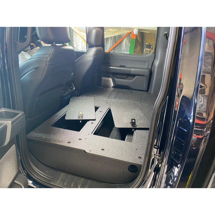 Ford - F150 2021-Present - 14th Gen. SuperCrew - Second Row Seat Delete Plate System with Factory B&O Subwoofer Center Wall with Exterior Port