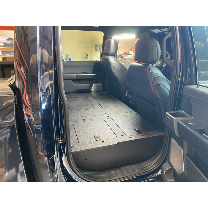 Ford - F150 2021-Present - 14th Gen. SuperCrew - Second Row Seat Delete Plate System with Factory B&O Subwoofer Center Wall with Exterior Port