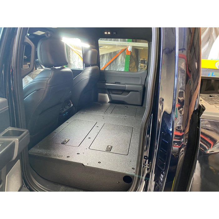 Ford - F150 2021-Present - 14th Gen. SuperCrew - Second Row Seat Delete Plate System with Factory B&O Subwoofer Center Wall with Exterior Port