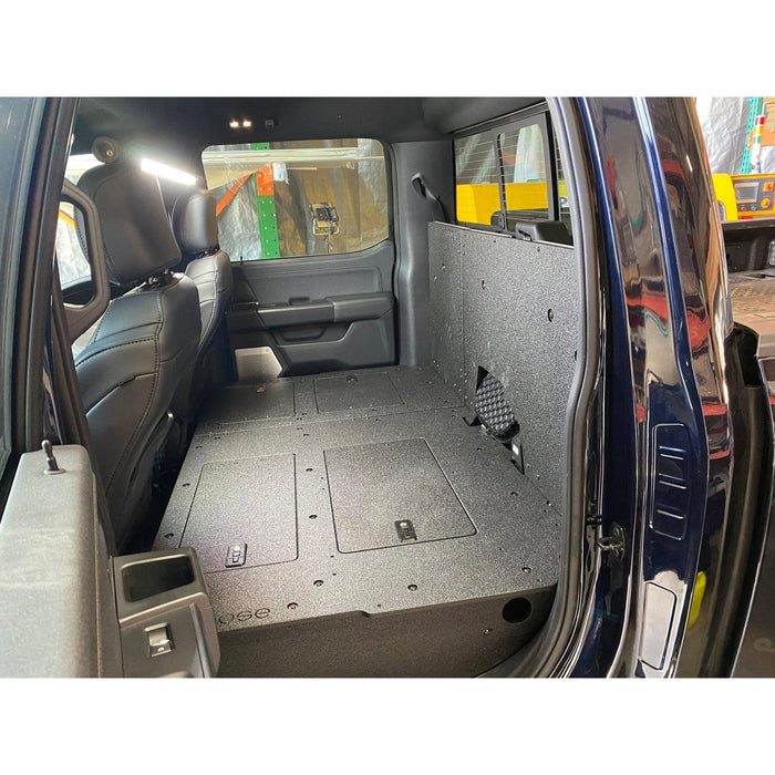 Ford - F150 2021-Present - 14th Gen. SuperCrew - Second Row Seat Delete Plate System with Factory B&O Subwoofer Center Wall with Exterior Port