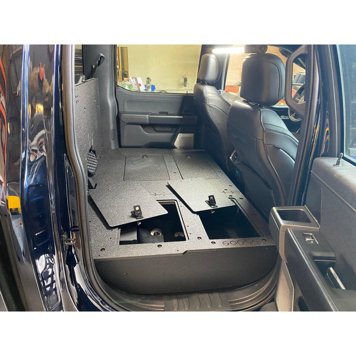 Ford - F150 2021-Present - 14th Gen. SuperCrew - Second Row Seat Delete Plate System with Factory B&O Subwoofer Center Wall with Exterior Port