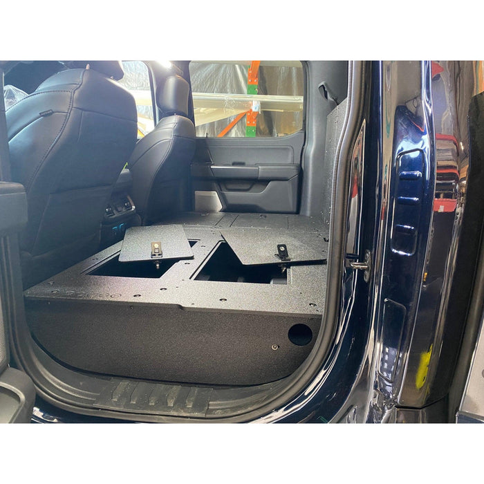 Ford - F150 2021-Present - 14th Gen. SuperCrew - Second Row Seat Delete Plate System with Factory B&O Subwoofer Center Wall with Exterior Port