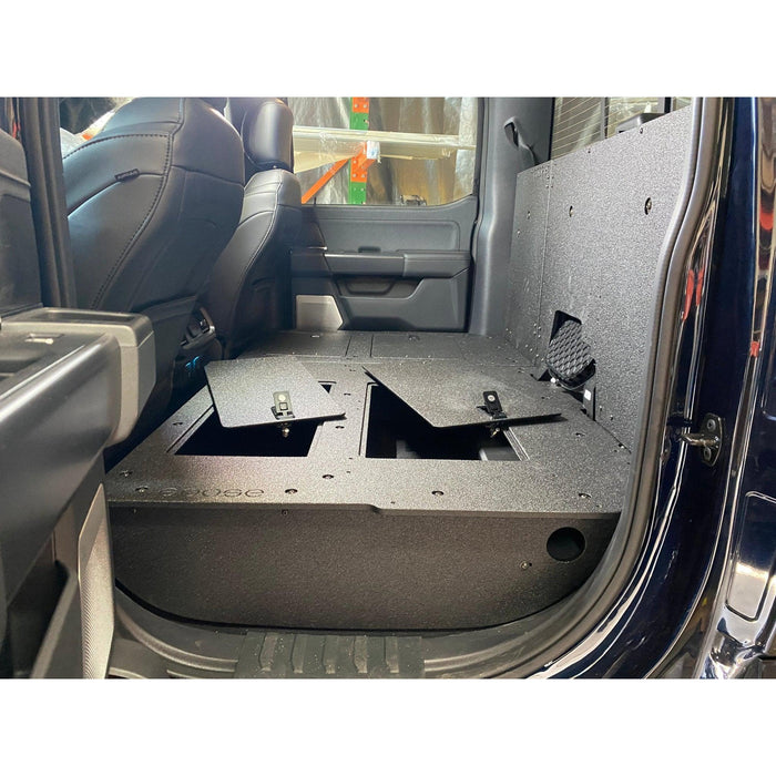 Ford - F150 2021-Present - 14th Gen. SuperCrew - Second Row Seat Delete Plate System with Factory B&O Subwoofer Center Wall with Exterior Port