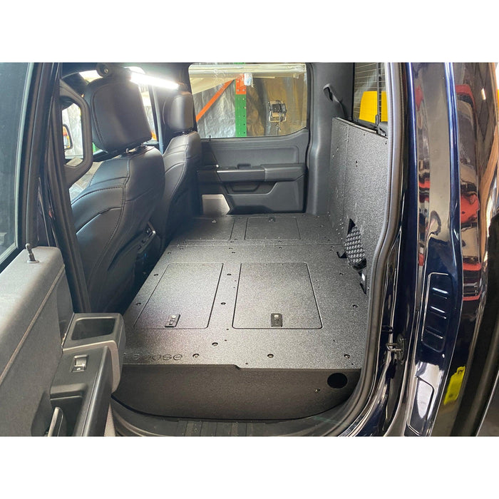 Ford - F150 2021-Present - 14th Gen. SuperCrew - Second Row Seat Delete Plate System with Factory B&O Subwoofer Center Wall with Exterior Port