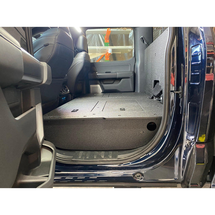 Ford - F150 2021-Present - 14th Gen. SuperCrew - Second Row Seat Delete Plate System with Factory B&O Subwoofer Center Wall with Exterior Port