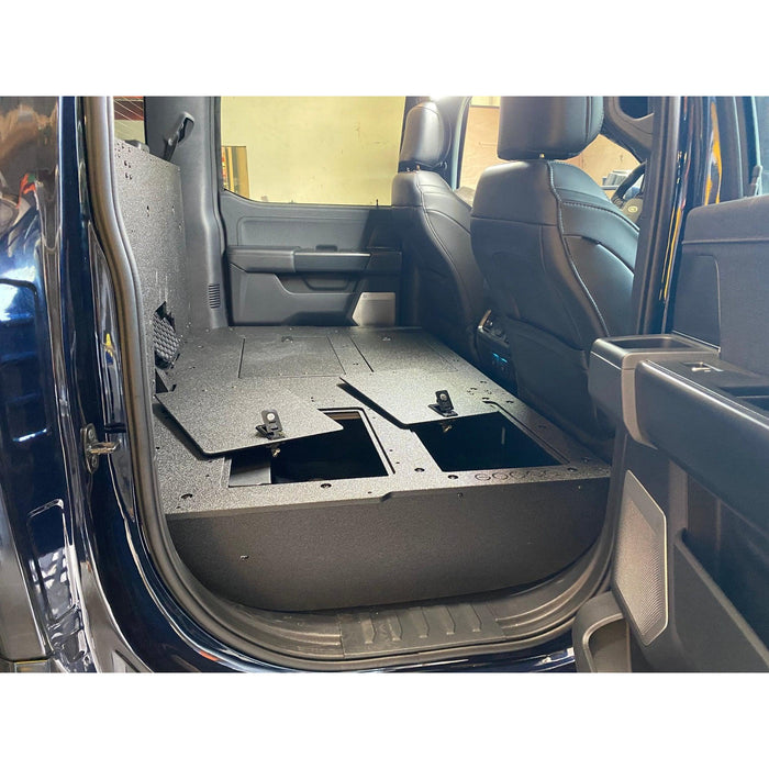 Ford - F150 2021-Present - 14th Gen. SuperCrew - Second Row Seat Delete Plate System with Factory B&O Subwoofer Center Wall with Exterior Port
