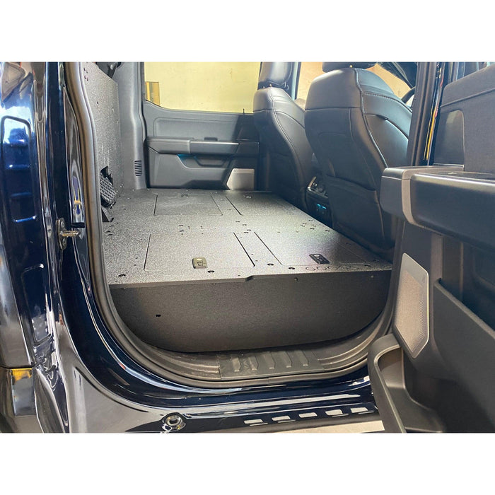 Ford - F150 2021-Present - 14th Gen. SuperCrew - Second Row Seat Delete Plate System with Factory B&O Subwoofer Center Wall with Exterior Port