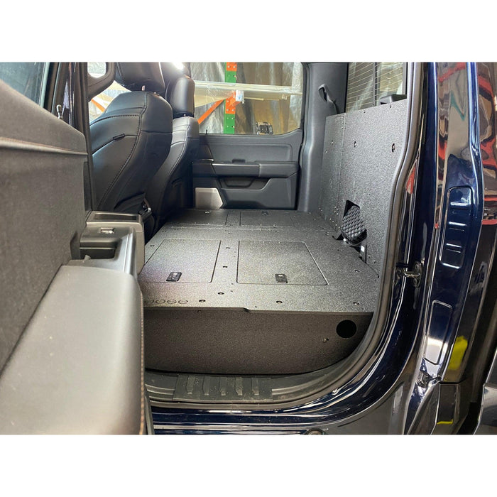 Ford - F150 2021-Present - 14th Gen. SuperCrew - Second Row Seat Delete Plate System with Factory B&O Subwoofer Center Wall with Exterior Port