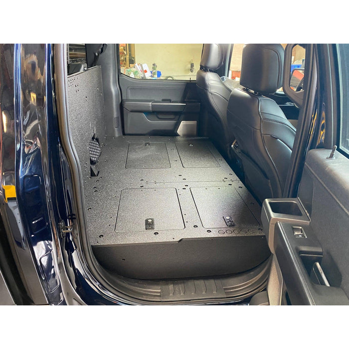 Ford - F150 2021-Present - 14th Gen. SuperCrew - Second Row Seat Delete Plate System with Factory B&O Subwoofer Center Wall with Exterior Port