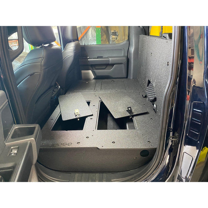 Ford - F150 2021-Present - 14th Gen. SuperCrew - Second Row Seat Delete Plate System with Factory B&O Subwoofer Center Wall with Exterior Port