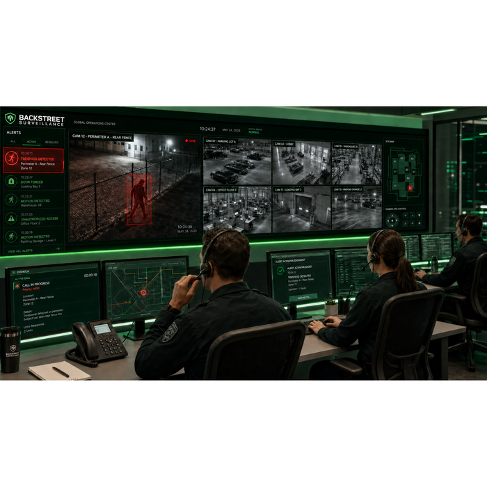 BackStreet Surveillance CCTV Monitoring, Live Deterrence & Dispatch