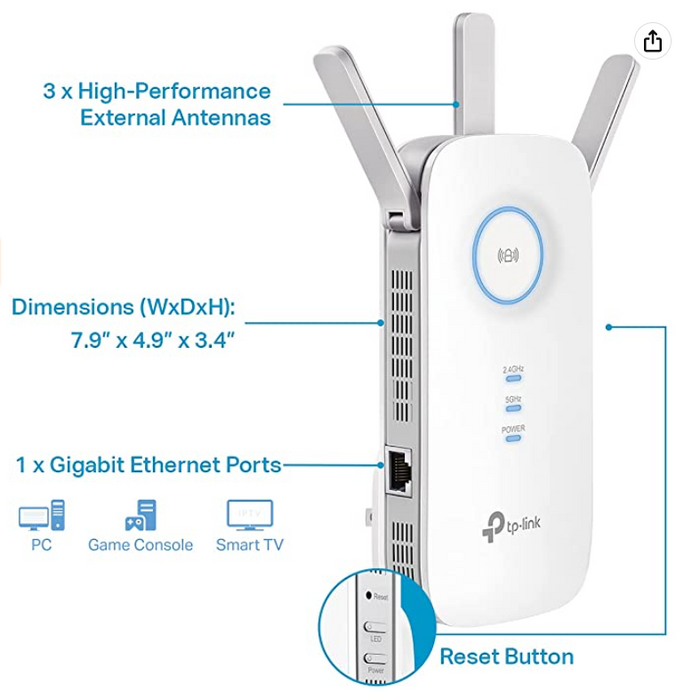BackStreet Surveillance (RE550-WIFI-EXTENDER) Wifi Plug-in Secure Signal Extender