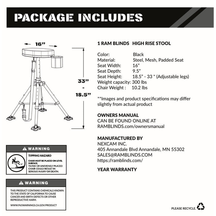 RAM Blinds RAM High Rise Hunting Stool