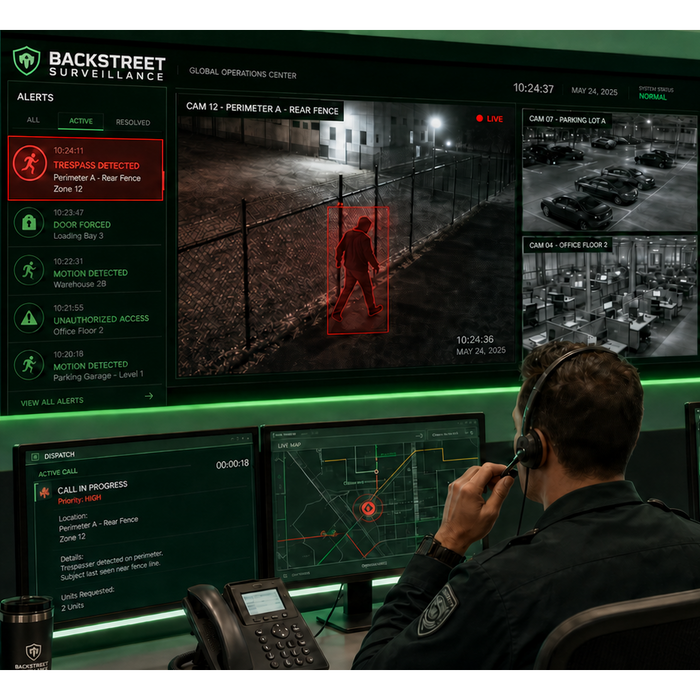 BackStreet Surveillance CCTV Monitoring, Live Deterrence & Dispatch