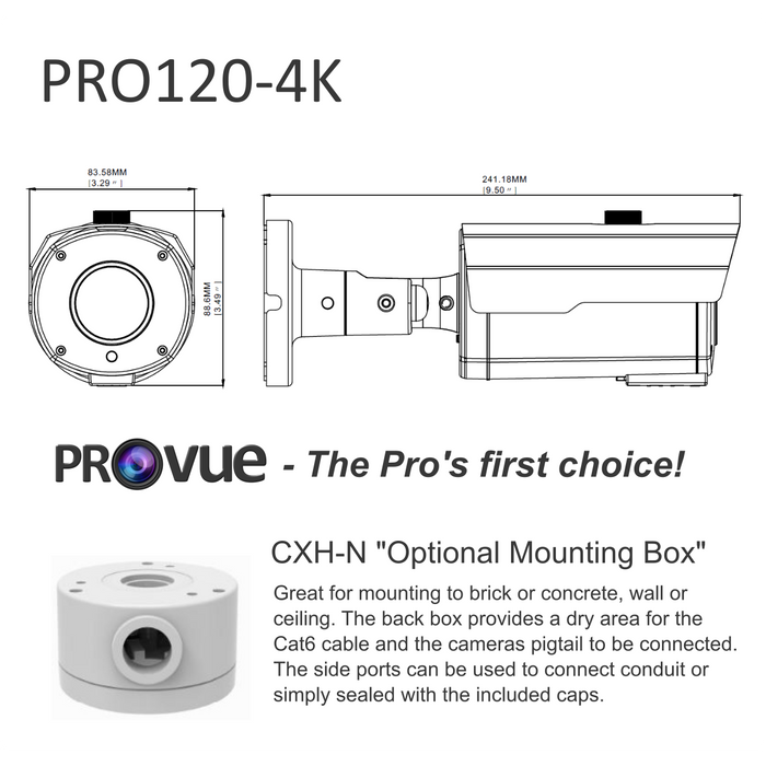 BackStreet Surveillance (Pro120-4k) 4K Long Range, Outdoor, Motorized Zoom