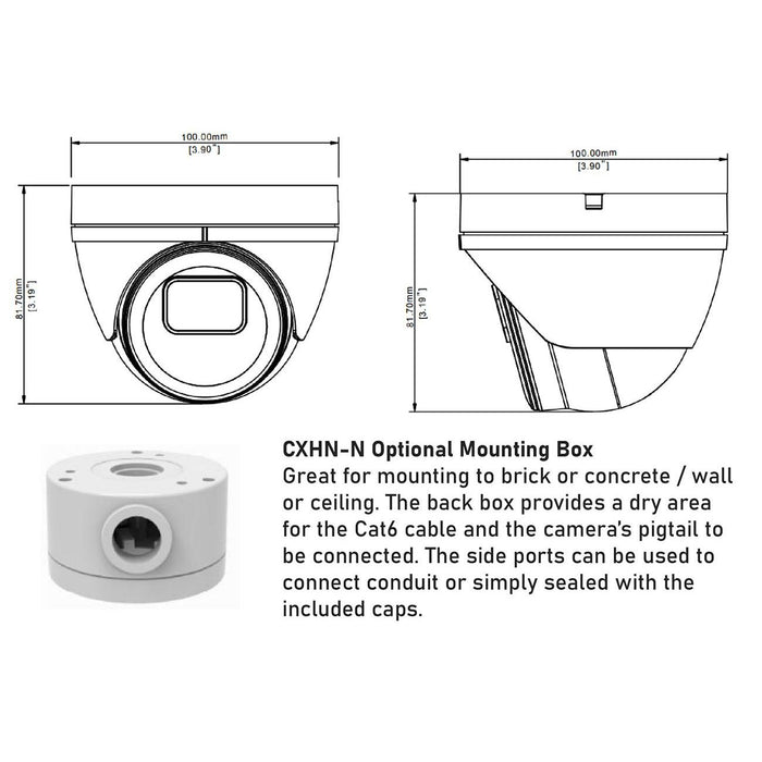 BackStreet Surveillance (Pro60VW) 3K Turret Vandal Dome, 3.6mm Wide Angle