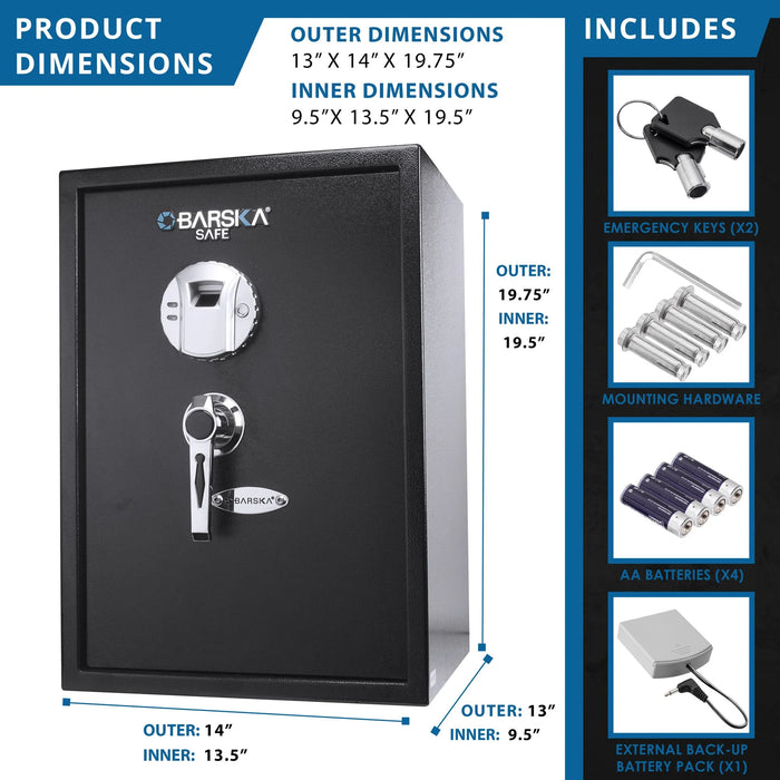 Barska AX11650 1.45 Cu. ft Biometric Security Safe, Black - Ironclad Sentry