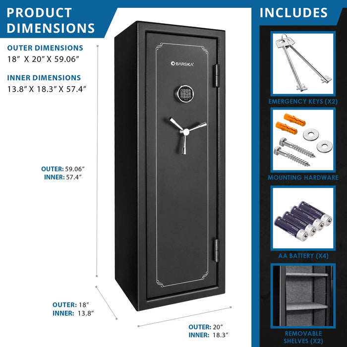 Barska FV1000 AX12216 FireVault Fireproof Keypad Rifle Safe, Black - Ironclad Sentry