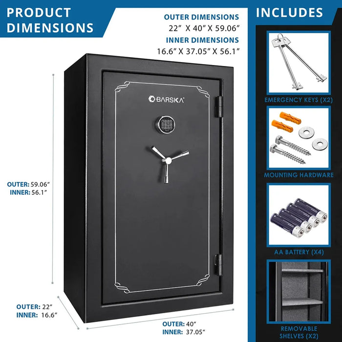 Barska FV3000 AX12220 FireVault Fireproof Keypad Rifle Safe, Black - Ironclad Sentry