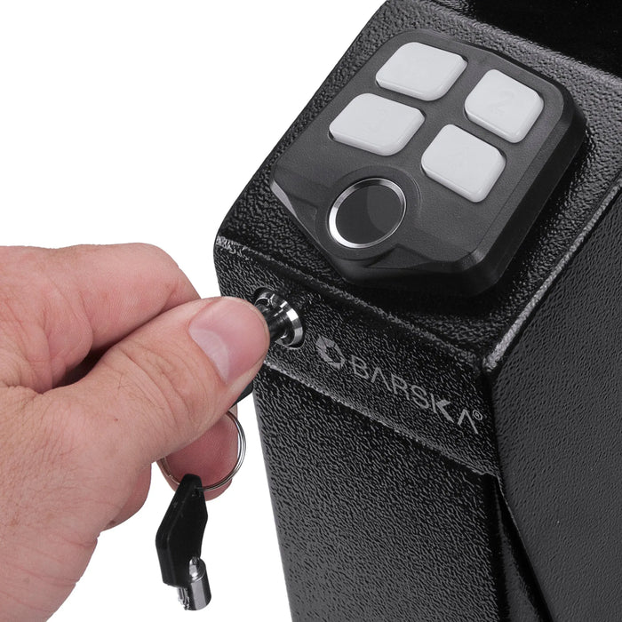 Barska AX13092 Quick Access Biometric Keypad Handgun Desk Safe, Black - Ironclad Sentry