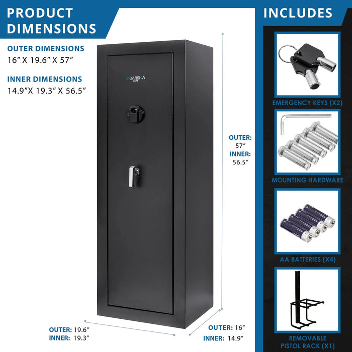 Barska HQ1000 AX13378 Biometric Keypad Rifle Safes | Keypad-C, Black - Ironclad Sentry