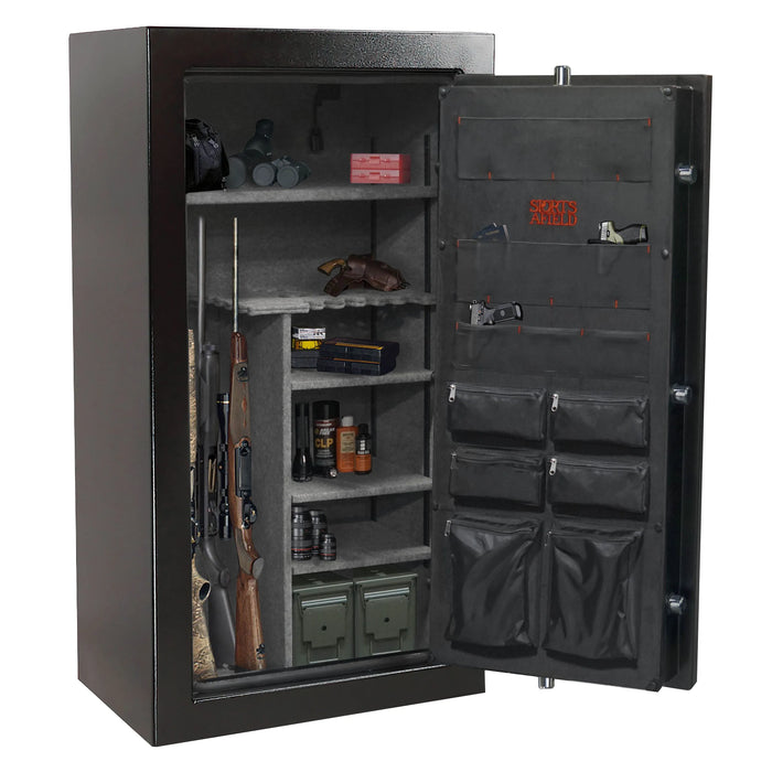 Sports Afield Preserve SA5932P 32-Gun Fire and Waterproof Gun Safe with Electronic Lock, Black Textured Gloss - Ironclad Sentry