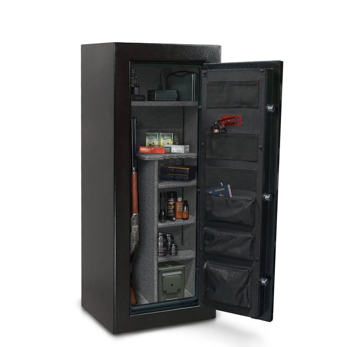 Sports Afield Preserve SA5924P 24-Gun Fire and Waterproof Gun Safe with Electronic Lock, Black Textured Gloss - Ironclad Sentry