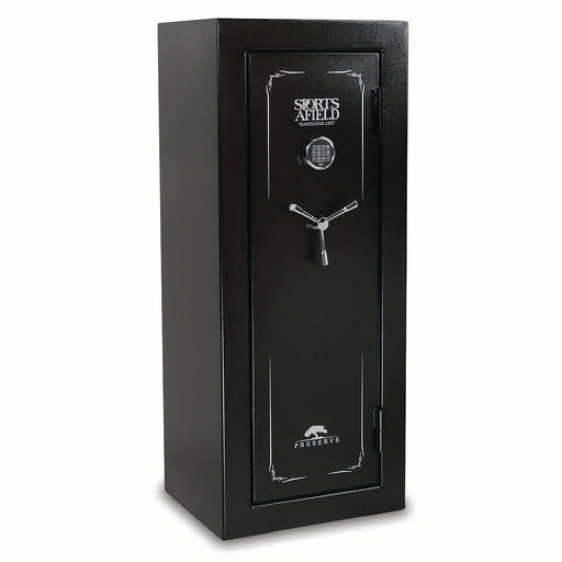 Sports Afield Preserve SA5924P 24-Gun Fire and Waterproof Gun Safe with Electronic Lock, Black Textured Gloss - Ironclad Sentry