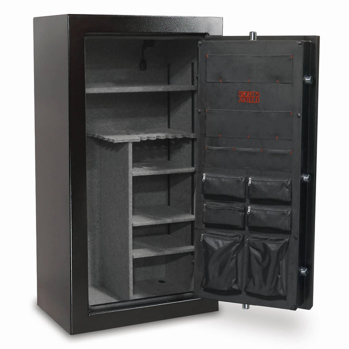 Sports Afield Preserve SA5932P 32-Gun Fire and Waterproof Gun Safe with Electronic Lock, Black Textured Gloss - Ironclad Sentry