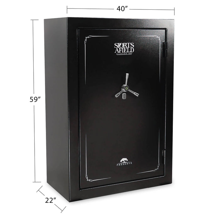 Sports Afield Preserve SA5940P-BIO 40-Gun Fire and Waterproof Gun Safe with Electronic Lock, Black Textured Gloss - Ironclad Sentry