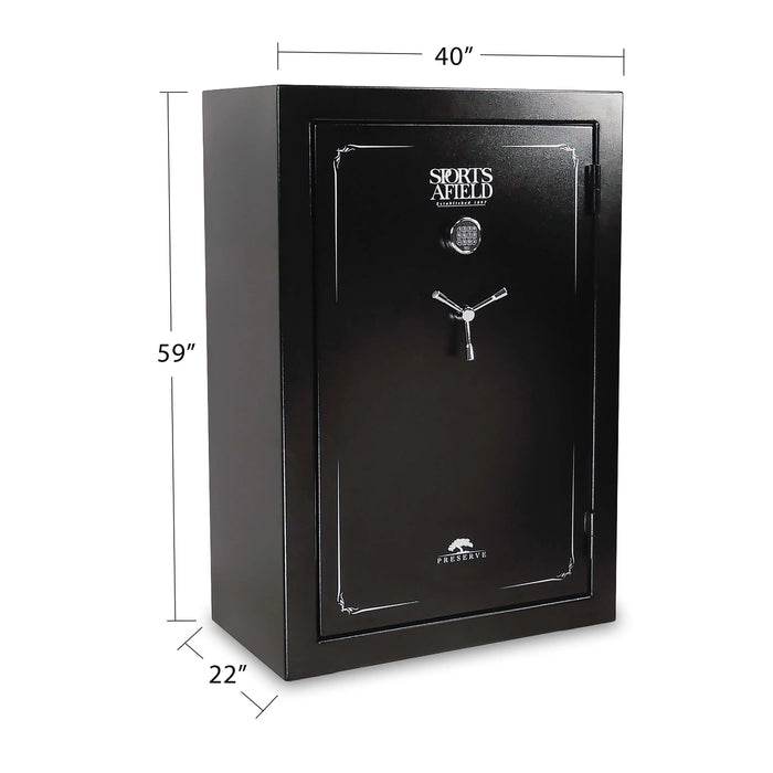 Sports Afield Preserve SA5940P 40-Gun Fire and Waterproof Gun Safe with Electronic Lock, Black Textured Gloss - Ironclad Sentry