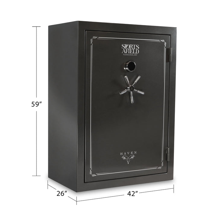 Sports Afield Haven SA5942HX 48-Gun Fire and Waterproof Electronic Lock Gun Safe, Metal Gray Gloss Metallic Finish - Ironclad Sentry